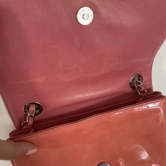 Authentic Chanel Handbag Chain Strap Leather Orange Red - Picture 7 of 9